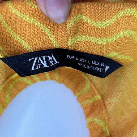 Zara Orange Yellow Funky Hippie Tie Knit Midi Skirt Large Resortwear Vacation - Picture 7 of 8